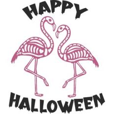 Happy Halloween Flamingo Skeletons