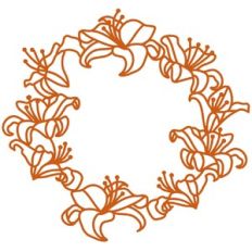 Lily Flower Wreath Circle Frame