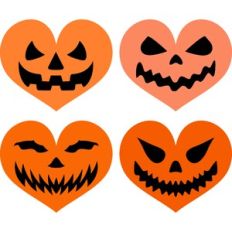 halloween pumpkins heart set