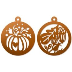 fall circle tags with pumpkin an acorn