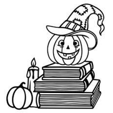 halloween books and pumpkin