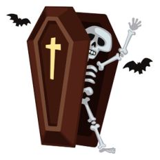 Skeleton Coming out of Coffin