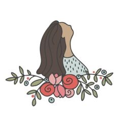 Minimalist Girl with Flowers