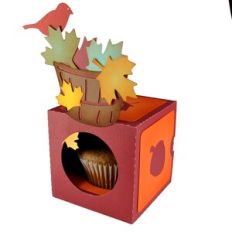 Autumn Leaf Basket Cupcake Gift Box