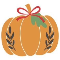Pumpkin with Bow and Leaves