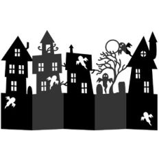 Spooky Halloween Village Accordion Card