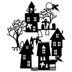 Spooky Halloween Village Scene