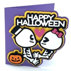 happy halloween skeletons card