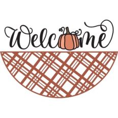 Welcome With Pumpkin And Plaid - Door Hanger Design