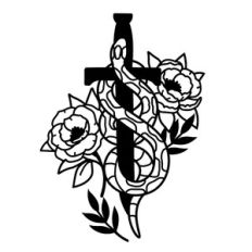 Snake with Dagger and Flowers