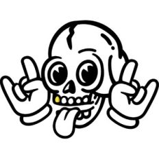 Retro Rock and Roll Skull