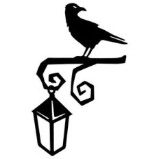 crow on a branch with lantern