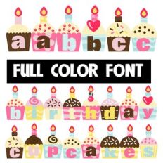 Birthday Cupcakes Color Font