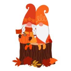 Fall Gnomes on Tree Stump