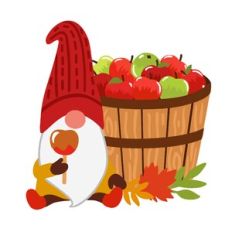 Fall Gnome with an Apple Barrel