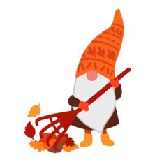 Fall Gnome Raking Leaves