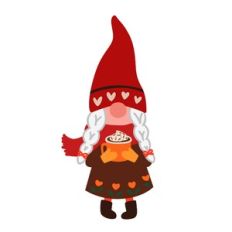 Fall Girl Gnome with Hot Chocolate
