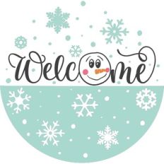 Welcome With Snowman - Round Sign Design