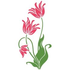 Pink Tulips with Green Stems and Leaves
