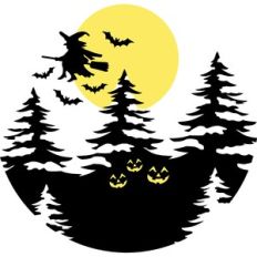 witch on the full moon circle scenery
