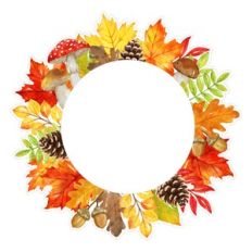 Watercolor Fall Leaves Circle Frame