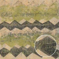 Halloween Grunge Painted Monoprint Green Black Beige Zig Zag