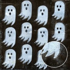 Halloween Grunge Painted Monoprint Ghosts