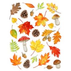 Watercolor Fall Leaves and Mushroom Stickers