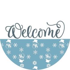 Welcome With Snowman Pattern - Christmas Round Sign Design