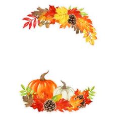 Watercolor Pumpkins and Leaves Border