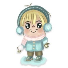 Cute boy at the snow sticker