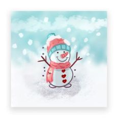 Happy Snowman at the snow Card Cover