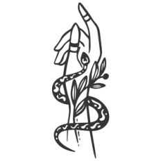 hand with snake and leaves