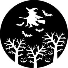 halloween circle witch and bats