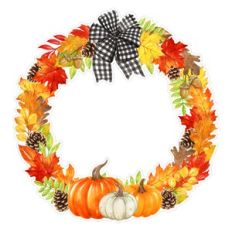 Watercolor Pumpkins and Leaves Fall Wreath