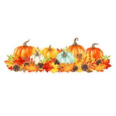 Watercolor Pumpkins and Leaves Border