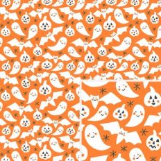 Orange Bats and Ghosts Pattern