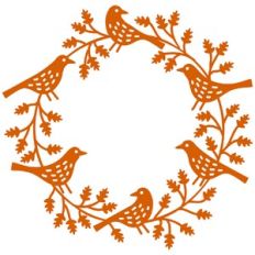 Birds and Oak Leaves Wreath Circle Frame