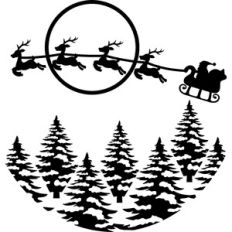 santa claus and pine trees