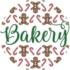 Bakery - Gingerbread and Candy Cane Round Design