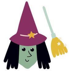 witch and magic broom
