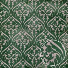 Green Cream Filigree Damask Vintage Christmas Monoprint Background Pat