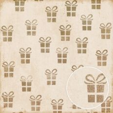 Gold Cream Presents Vintage Christmas Monoprint Background Pattern