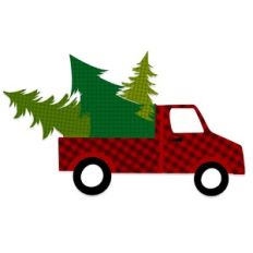 Christmas Truck with Christmas Trees Plaid Pattern Sublimation Design