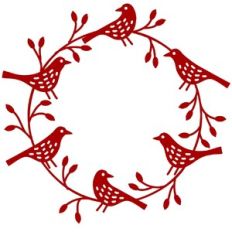 Birds and Rosehips Wreath Frame Garland