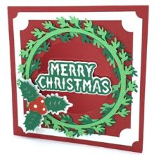 merry christmas holly and wreath card