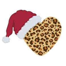 Leopard Heart with Santa Hat