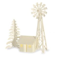 3D Tea Light Village Windmill