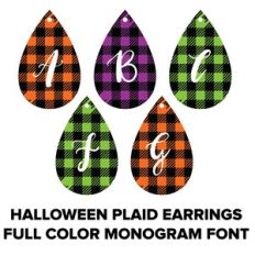 HALLOWEEN LAID EARRINGS FULL COLOR MONOGRAM FONT