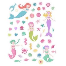 Cute Mermaid Characters Sticker Sheet